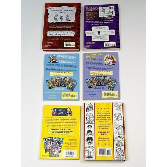 Lot 6 Captain Underpants & Diary of a Wimpy Kid BOOKS Dav Pilkey Jeff Kinney EUC - Picture 3 of 3